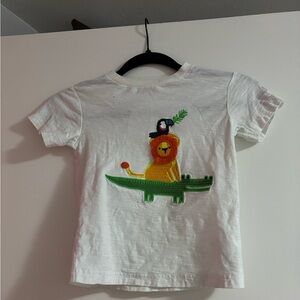 next White Tee with Lion, Crocodile & Toucan Applique